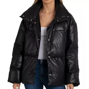 - Avec les filles Faux leather puffer jacket
